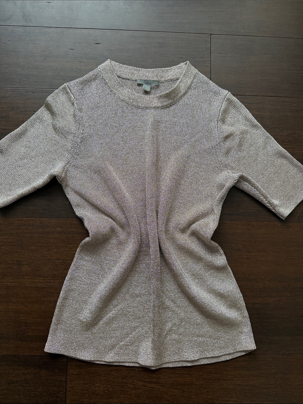 COS Metallic bronze Short-Sleeve Knit Top